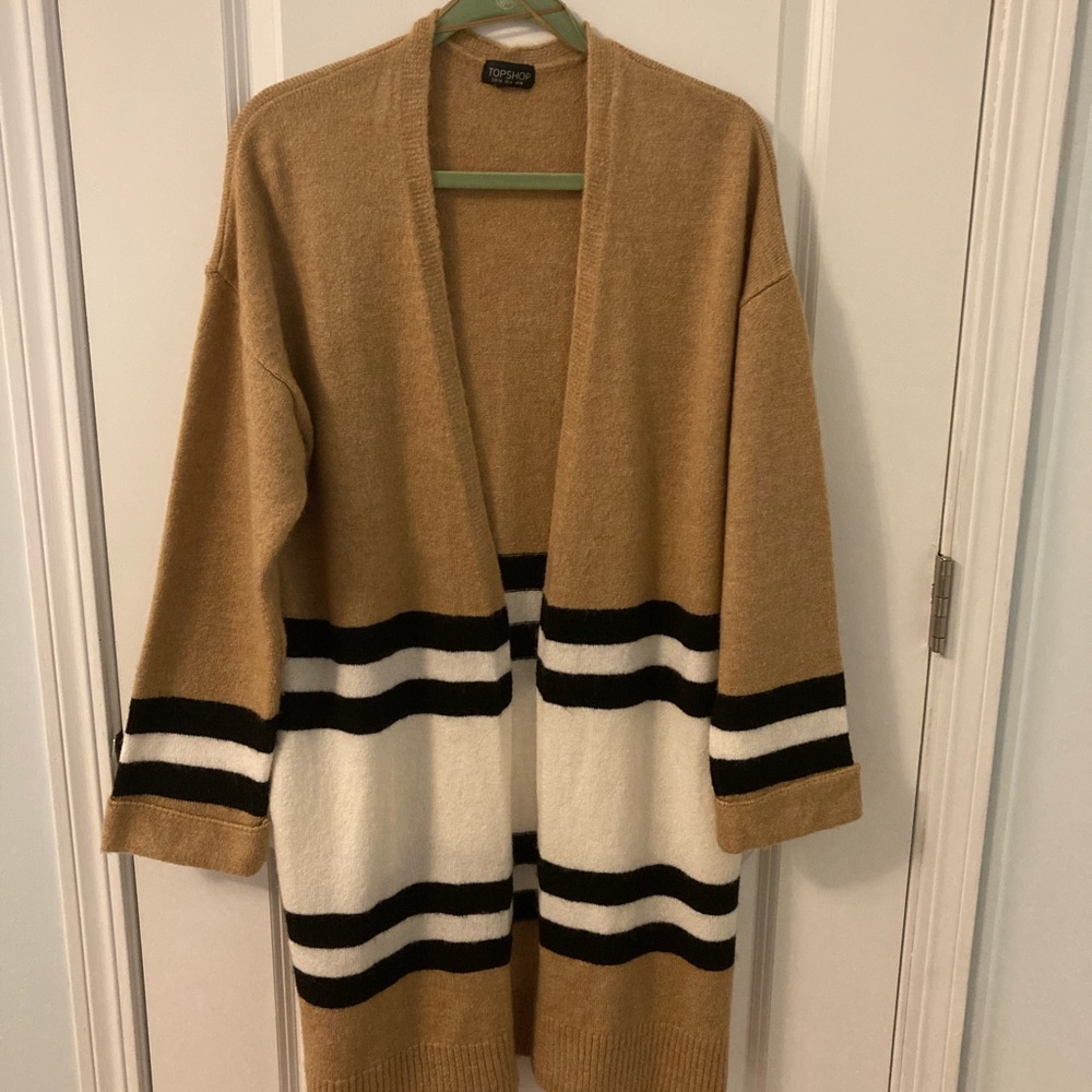 Topshop oversized open front striped cardigan